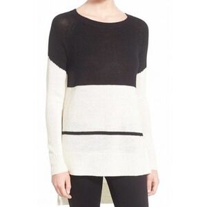 Trouve Striped Color Blocked High Low Sweater